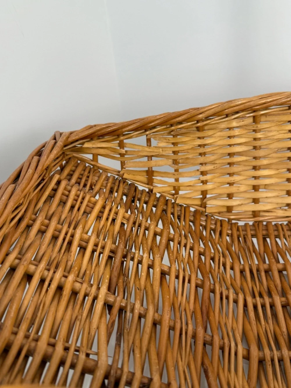 Vintage Woven English Willow/Wicker Garden Basket With Handle